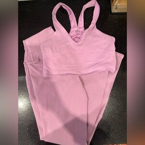 Alo Lavender Sports Bra and Leggings Set (size small)